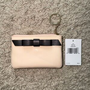 Cream and Black Bow Keychain Wallet